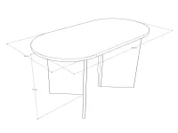 V lábú Dohányzóasztal Ovál Tetővel méretrajz